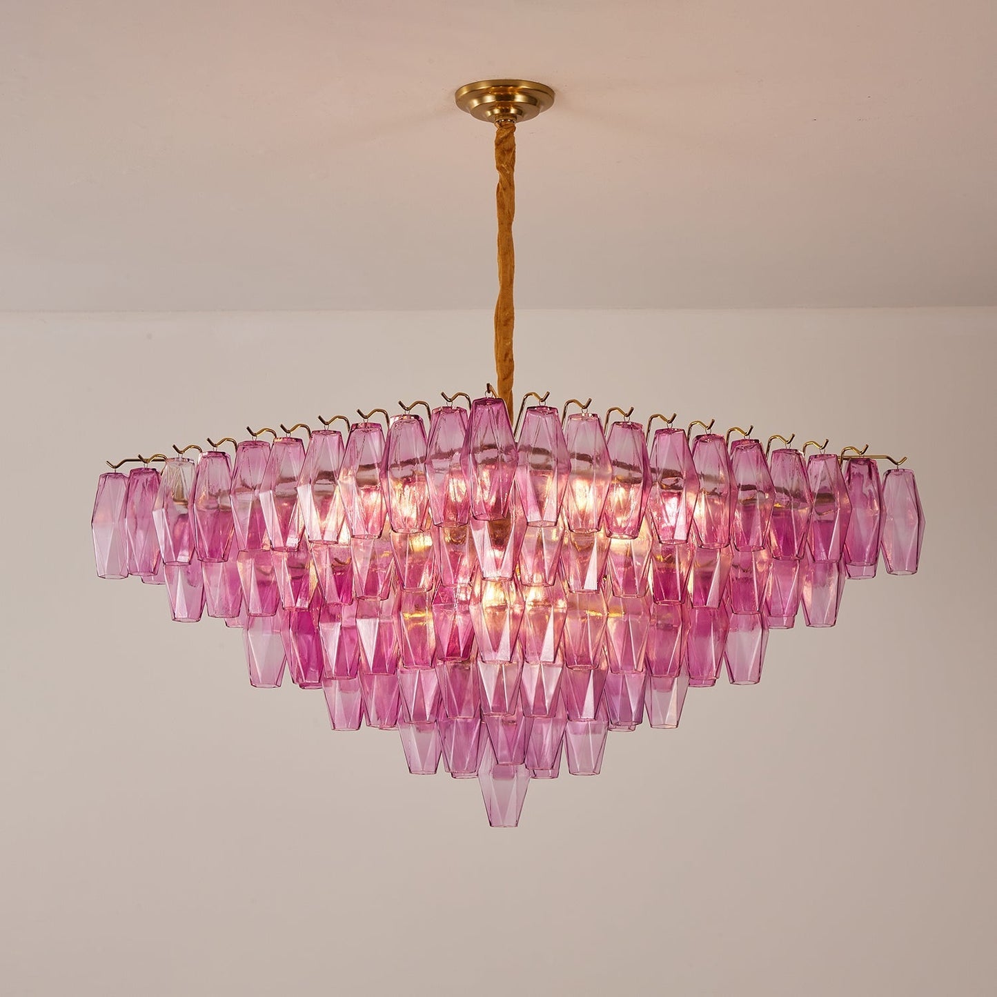 Marcello Fuchsia Square 3-Tier Chandelier 39"SQ