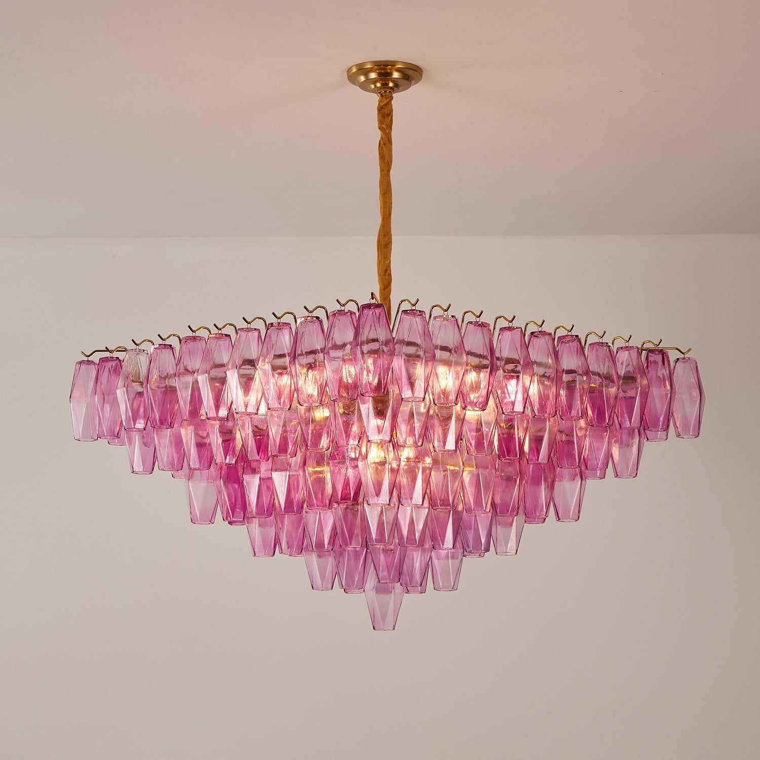 Marcello Fuchsia Square 3-Tier Chandelier 39"SQ
