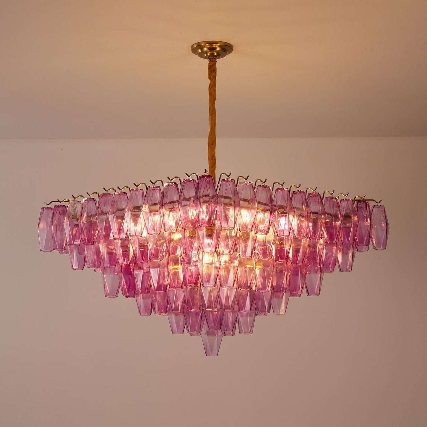 Marcello Fuchsia Square 3-Tier Chandelier 39"SQ