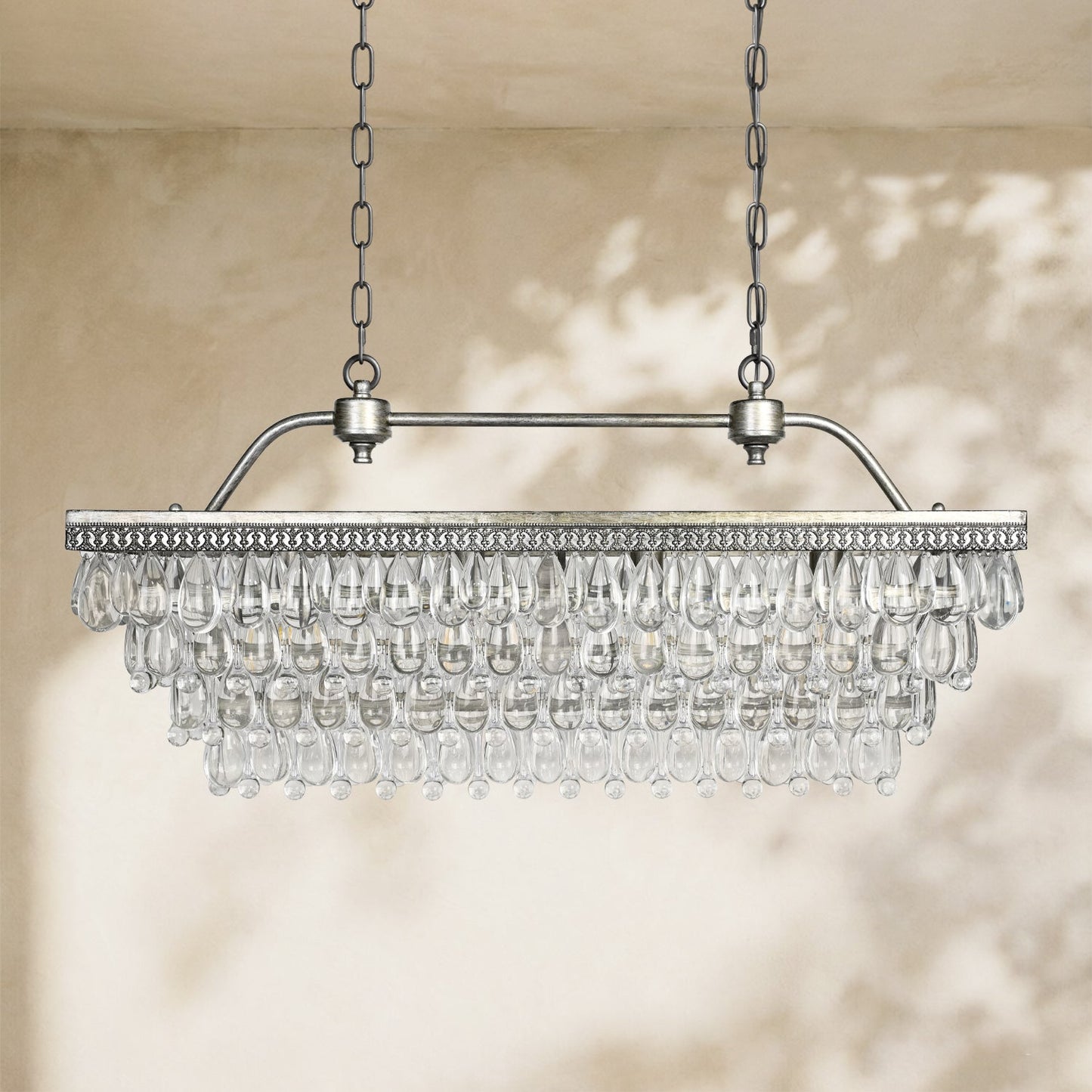 Handmade Art Crystal Glass Calira Rectangular Chandelier