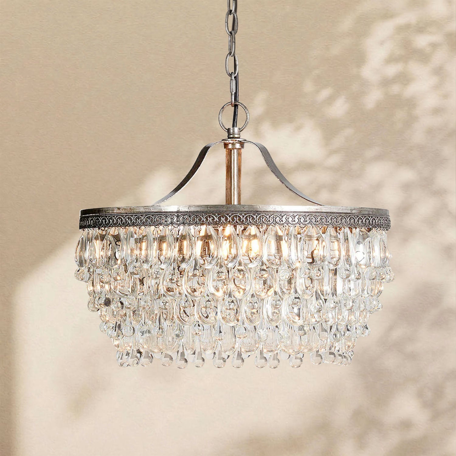 Handmade Art Crystal Glass Calira Round Chandelier