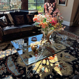 Hand-Forged Metal Rectangle Glass Coffee Table