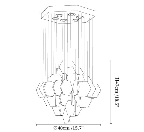 Hexa Alabaster Cascade Chandelier