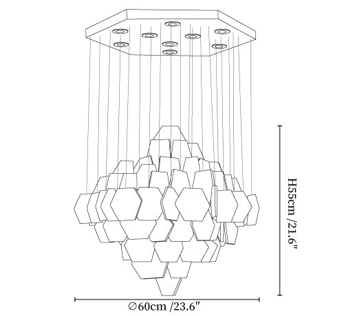 Hexa Alabaster Cascade Chandelier