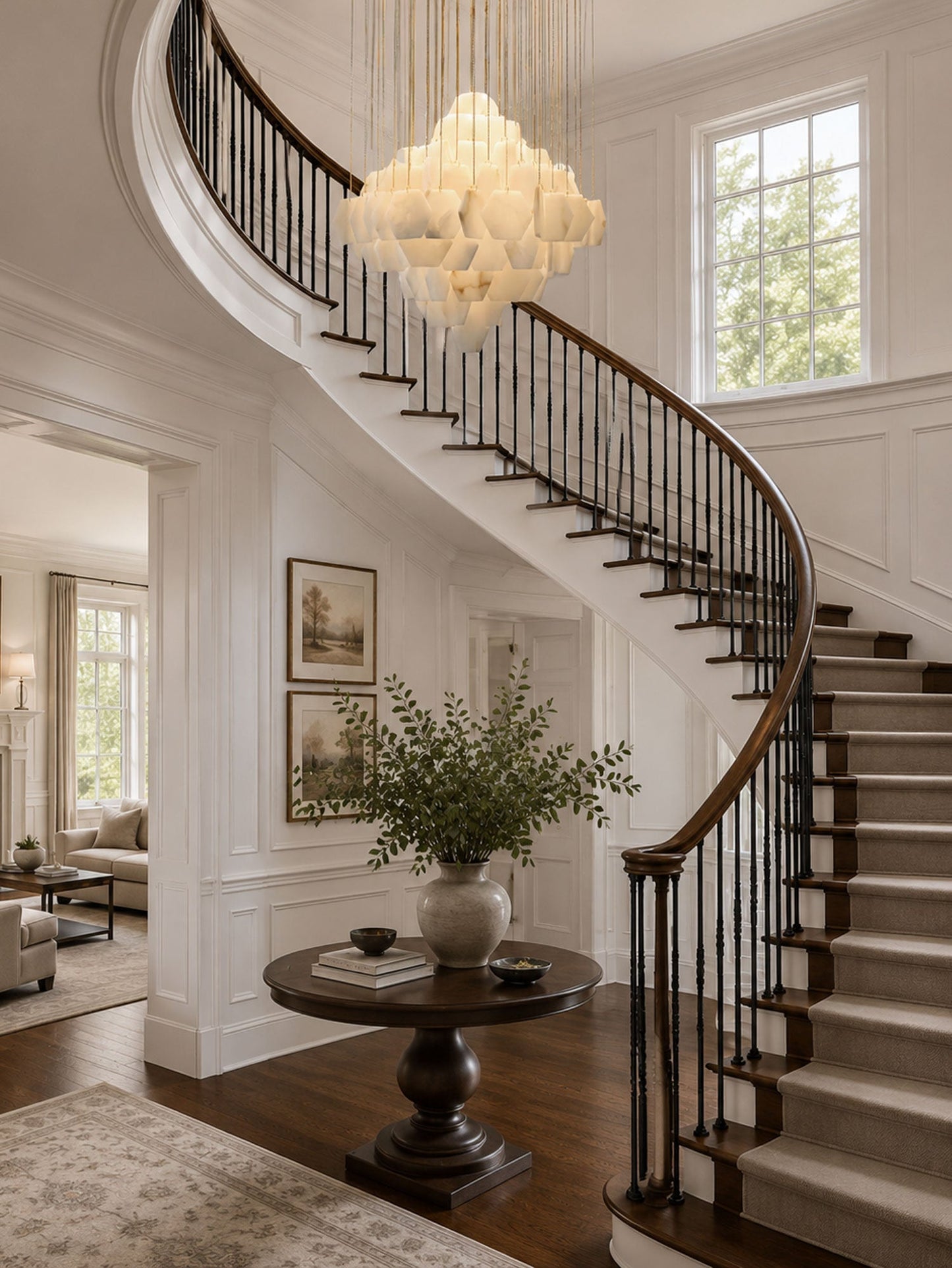 Hexa Alabaster Cascade Chandelier