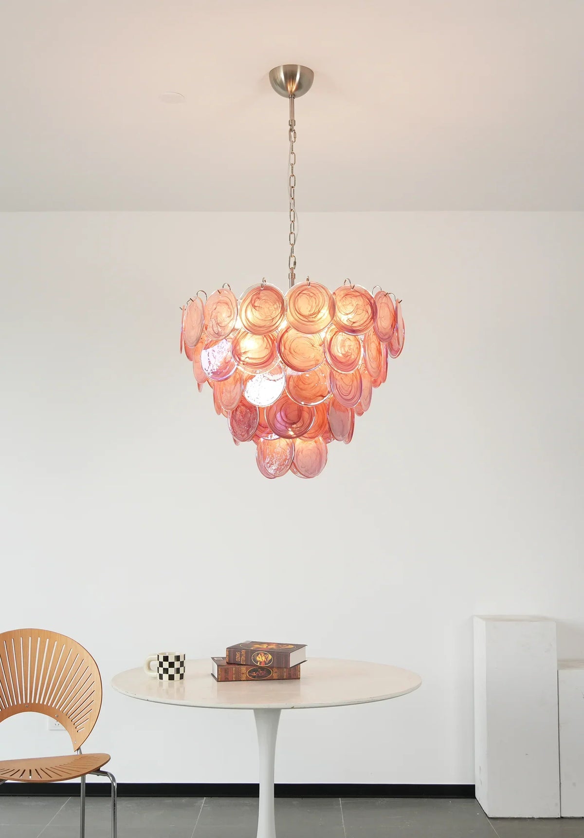 Pink Disc Murano-Style Chandelier