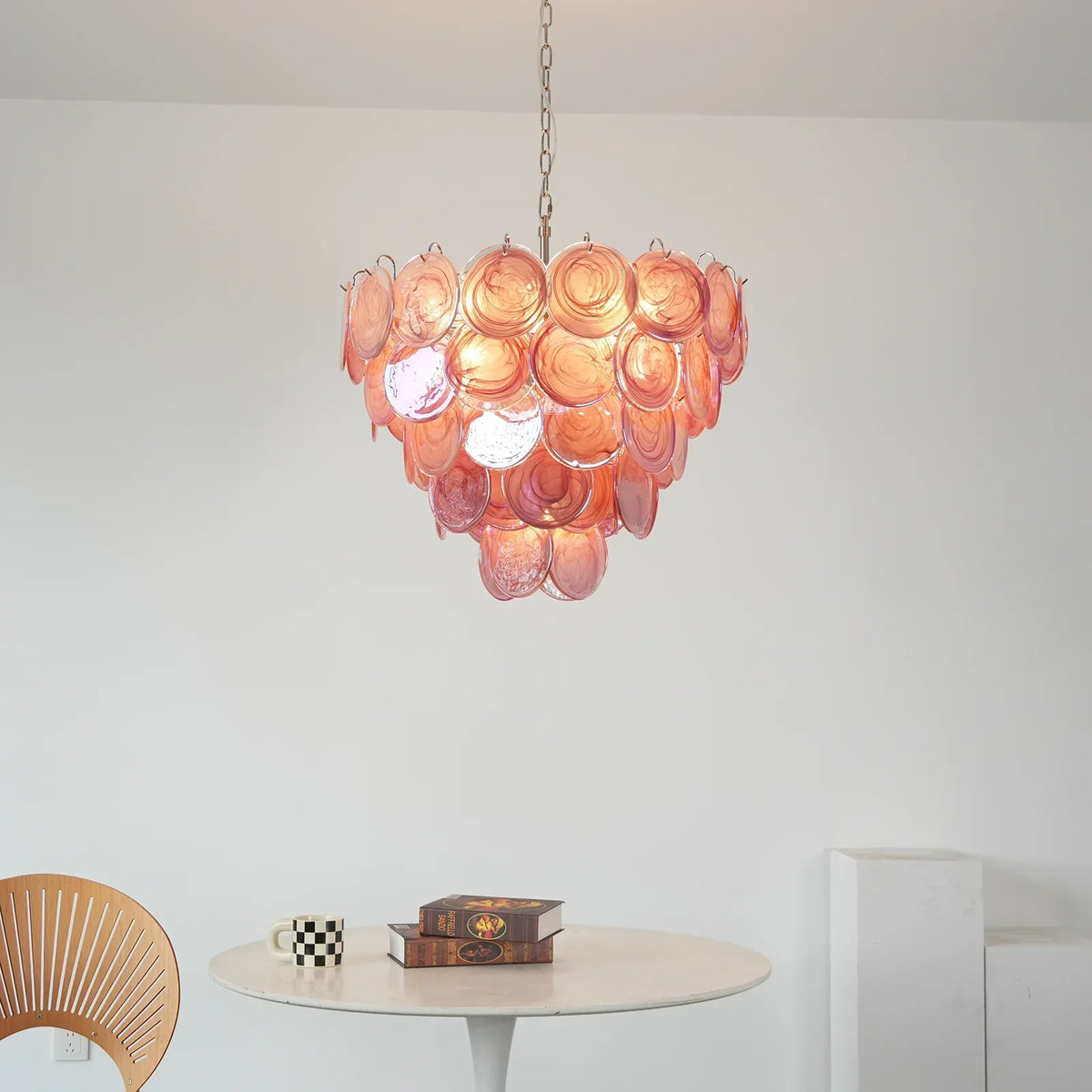 Pink Disc Murano-Style Chandelier