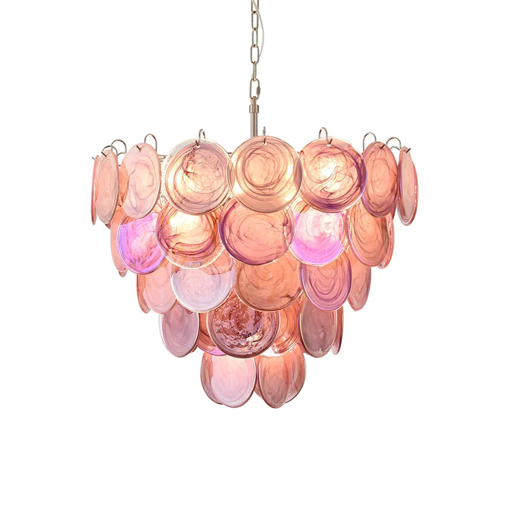 Pink Disc Murano-Style Chandelier