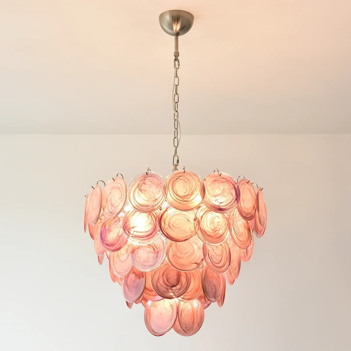 Pink Disc Murano-Style Chandelier