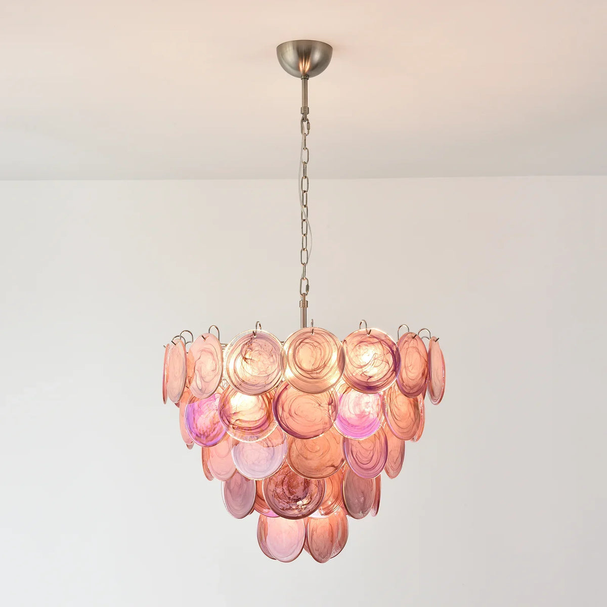 Pink Disc Murano-Style Chandelier