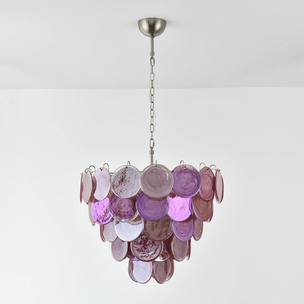 Pink Disc Murano-Style Chandelier