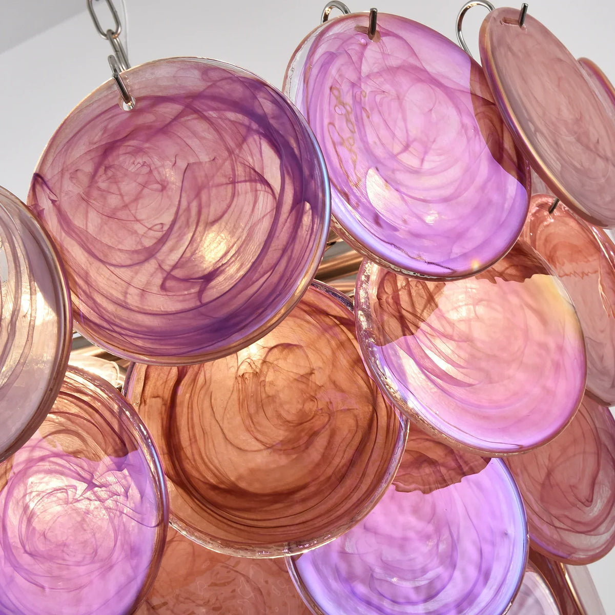 Pink Disc Murano-Style Chandelier