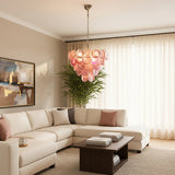 Pink Disc Murano-Style Chandelier