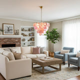 Pink Disc Murano-Style Chandelier