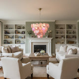Pink Disc Murano-Style Chandelier