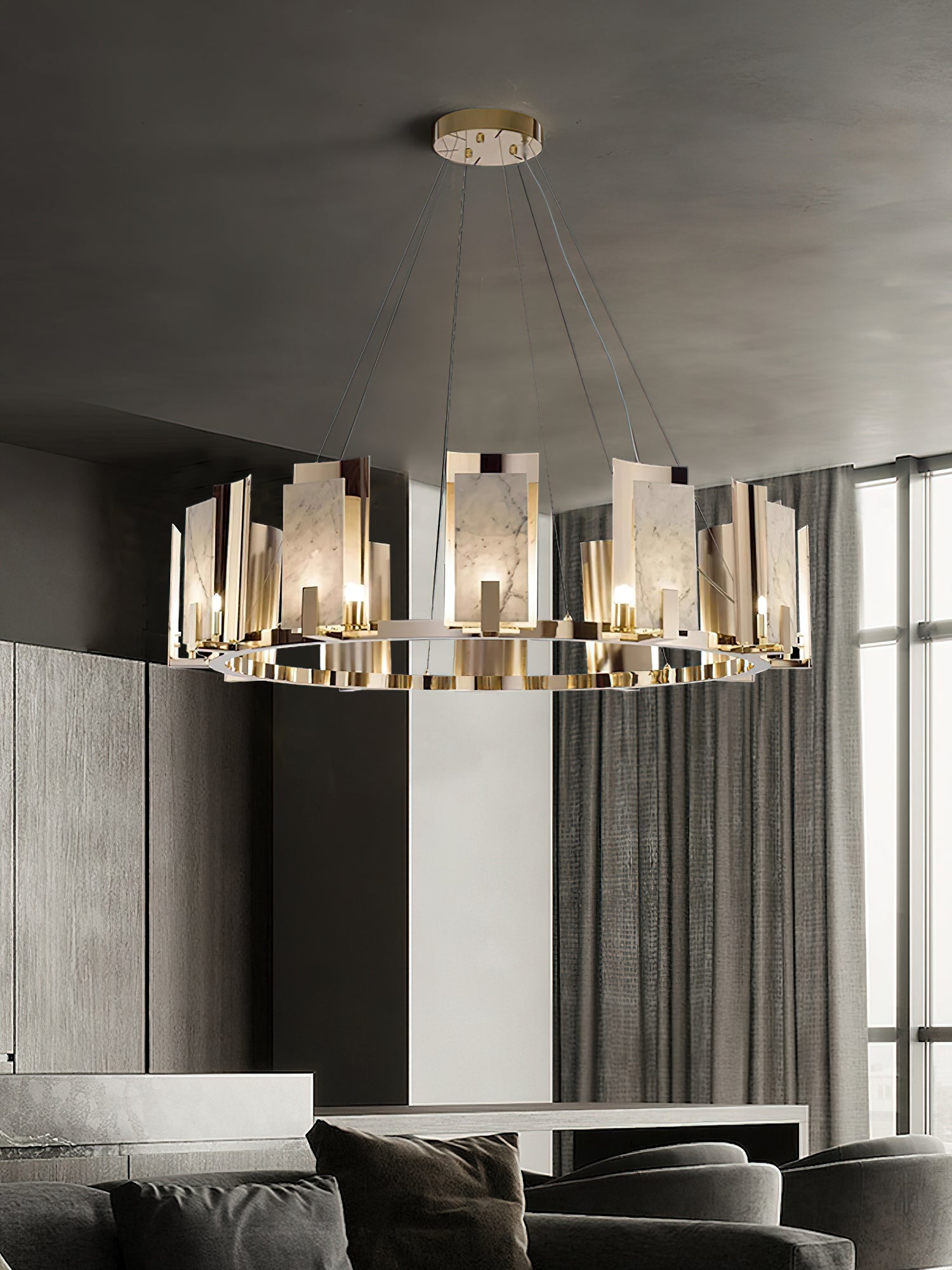 Jessie Alabaster Round Chandelier