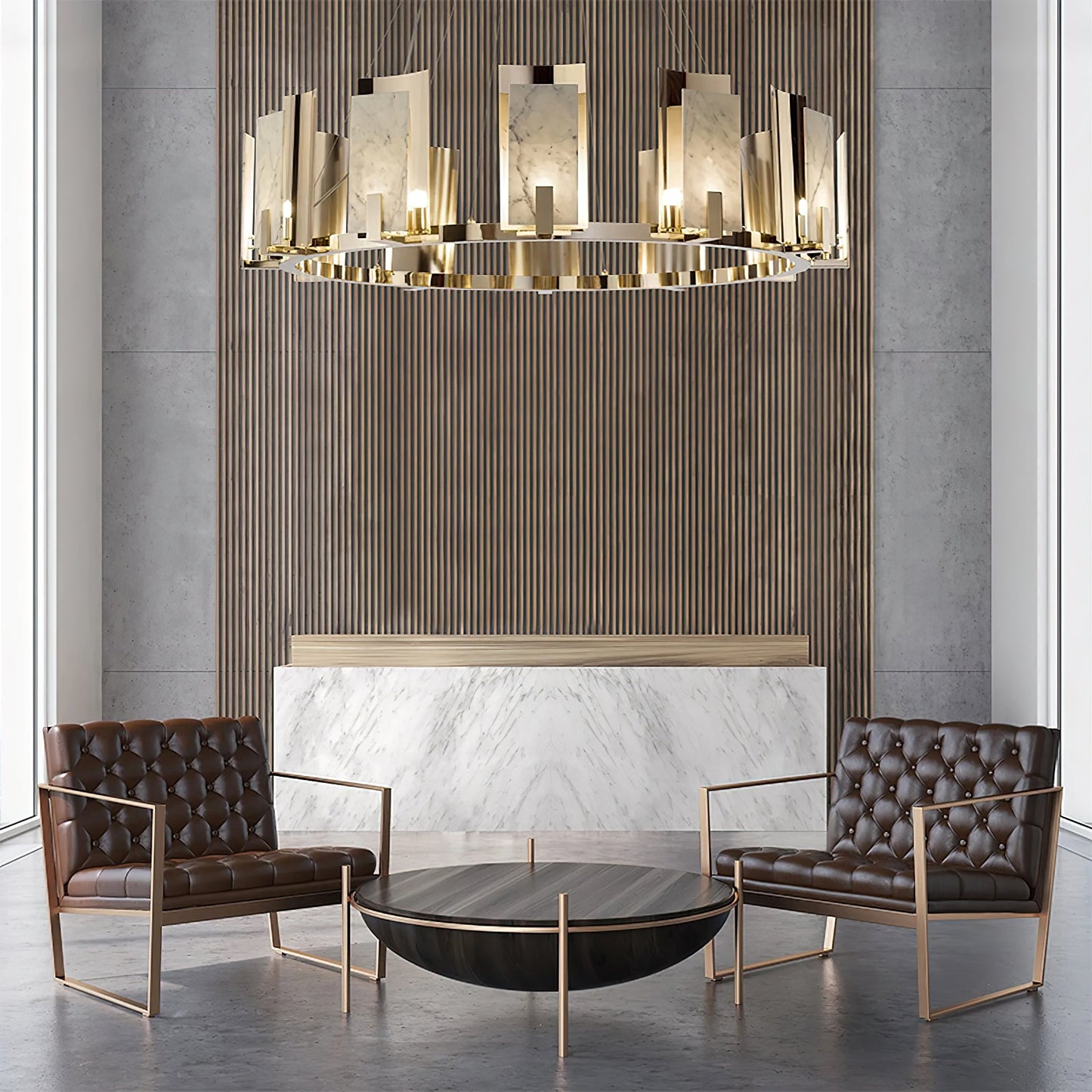 Jessie Alabaster Round Chandelier