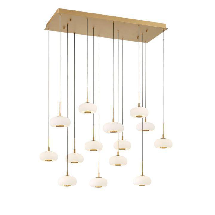 Lanterns Glass 14 Light Rectangular LED Chandelier