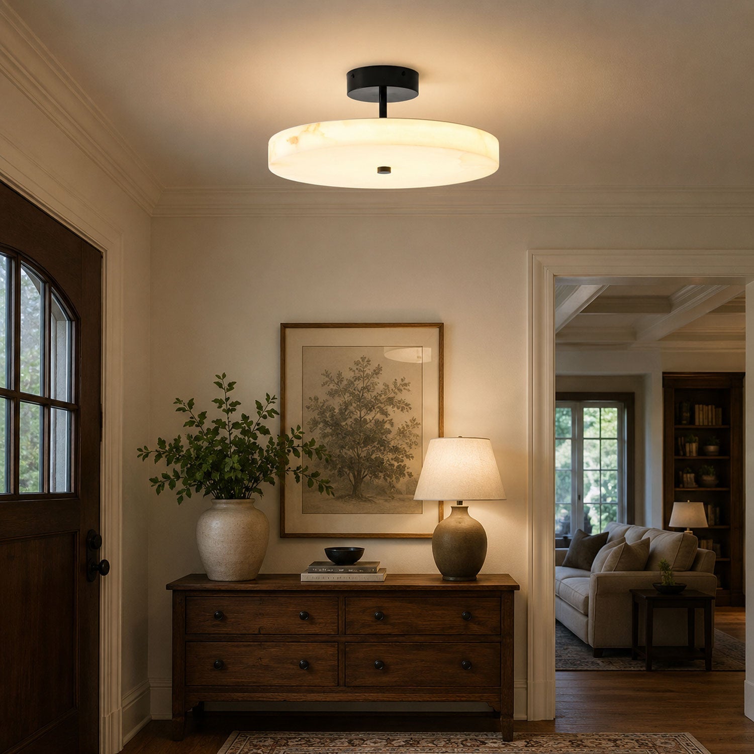 Luma Linen Drum Flush Mount