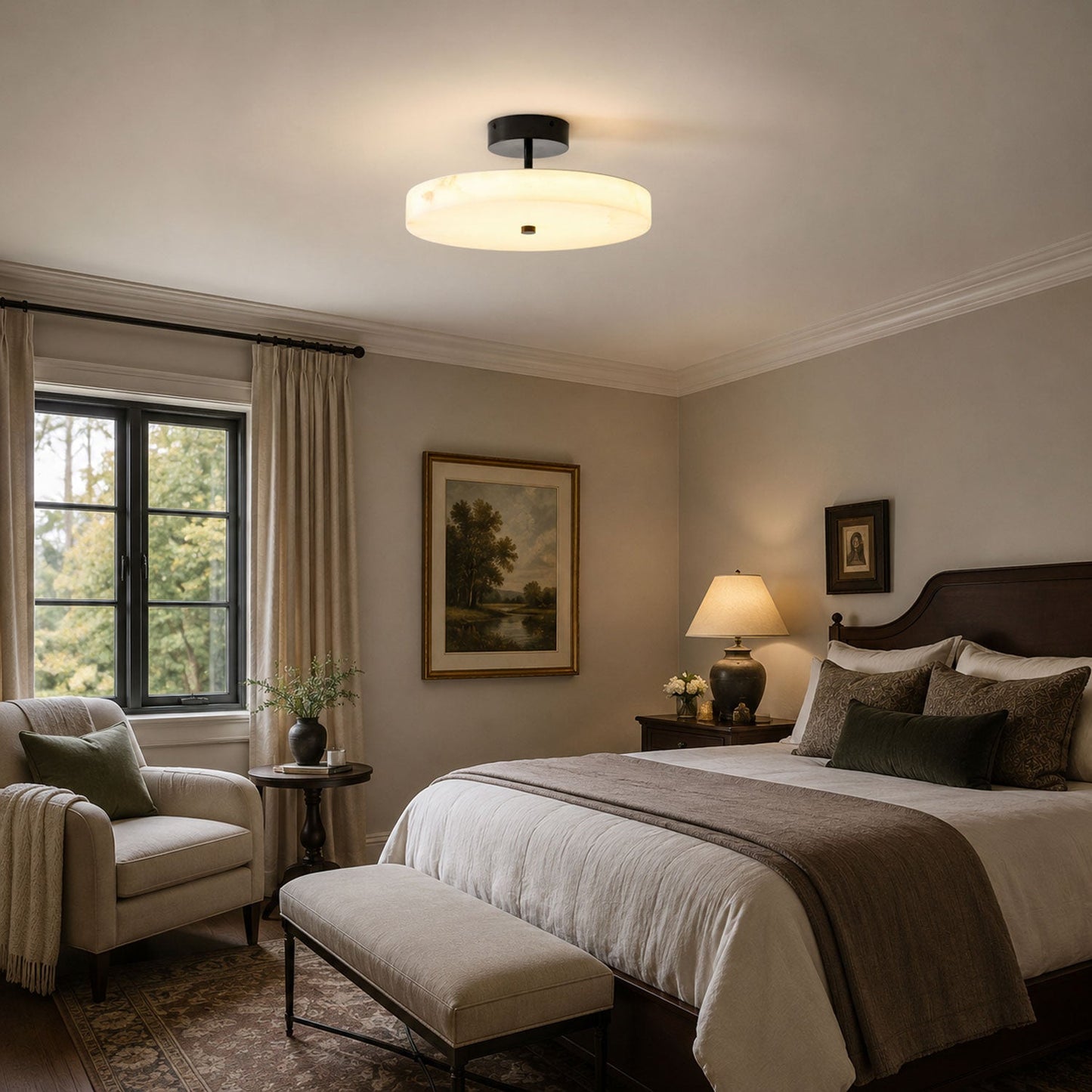 Luma Linen Drum Flush Mount