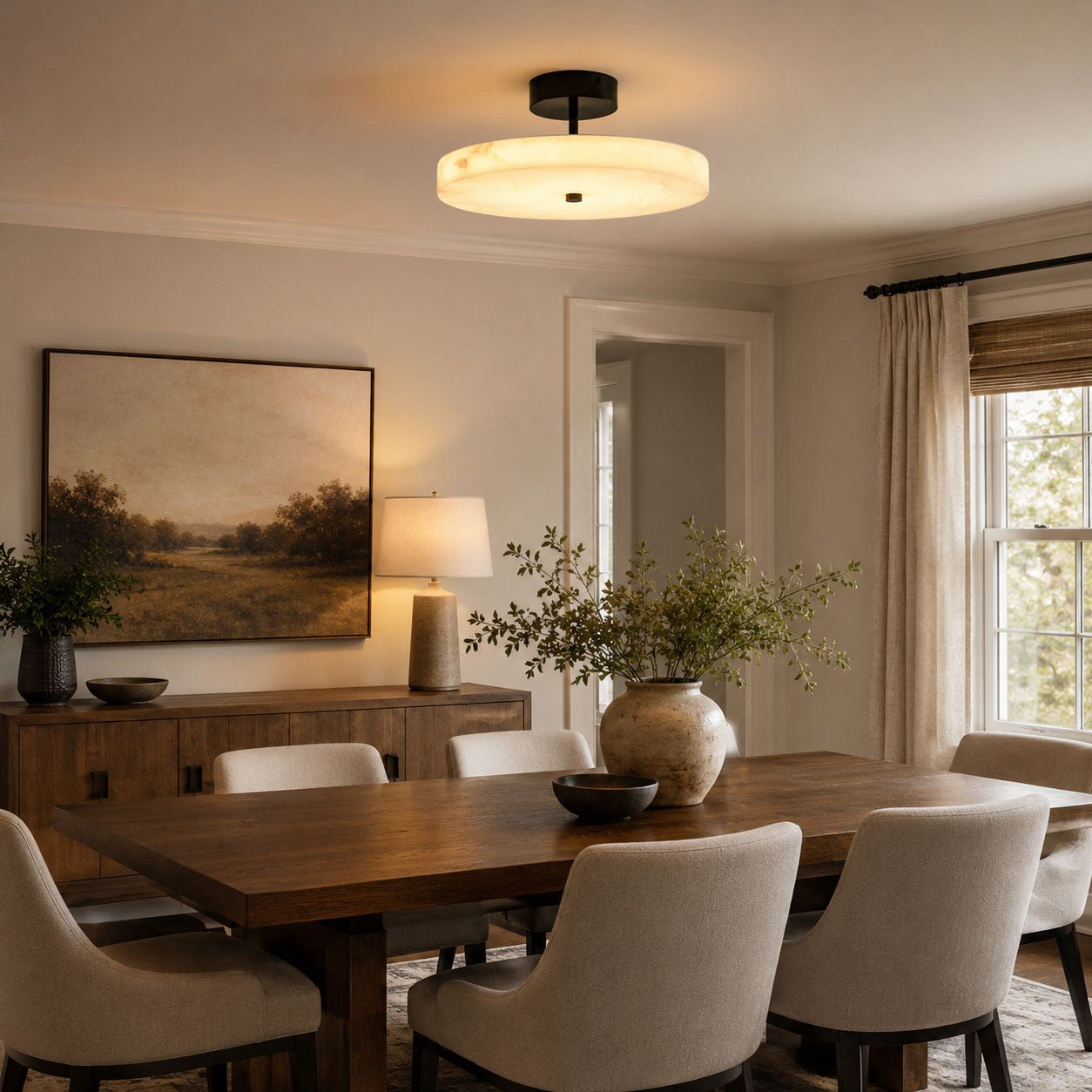 Luma Linen Drum Flush Mount