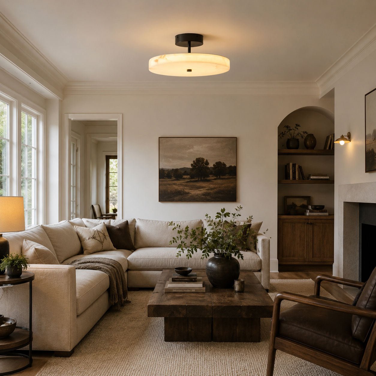 Luma Linen Drum Flush Mount