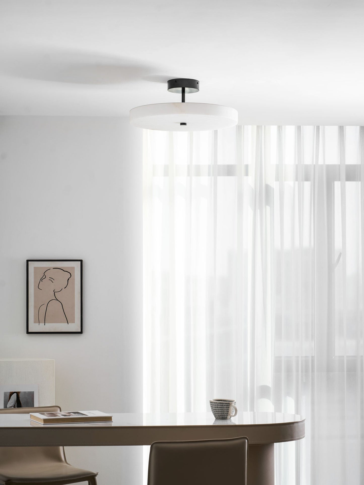 Luma Linen Drum Flush Mount