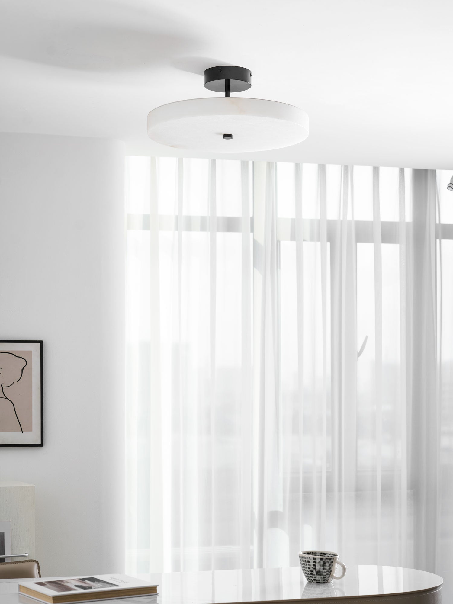 Luma Linen Drum Flush Mount
