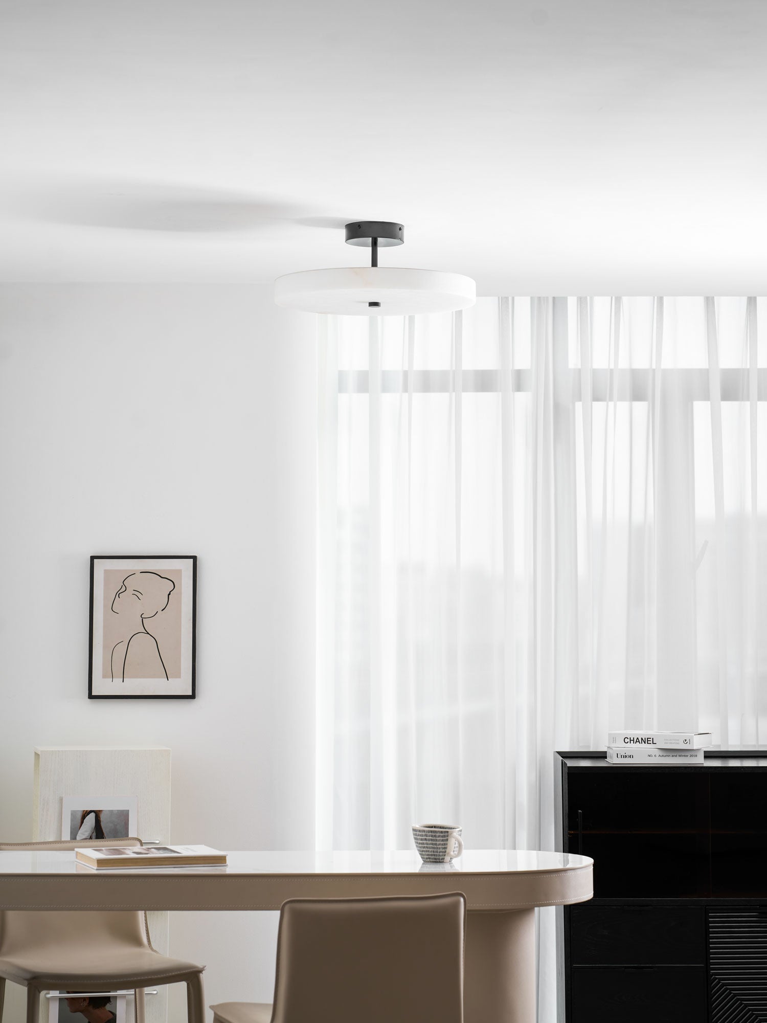 Luma Linen Drum Flush Mount