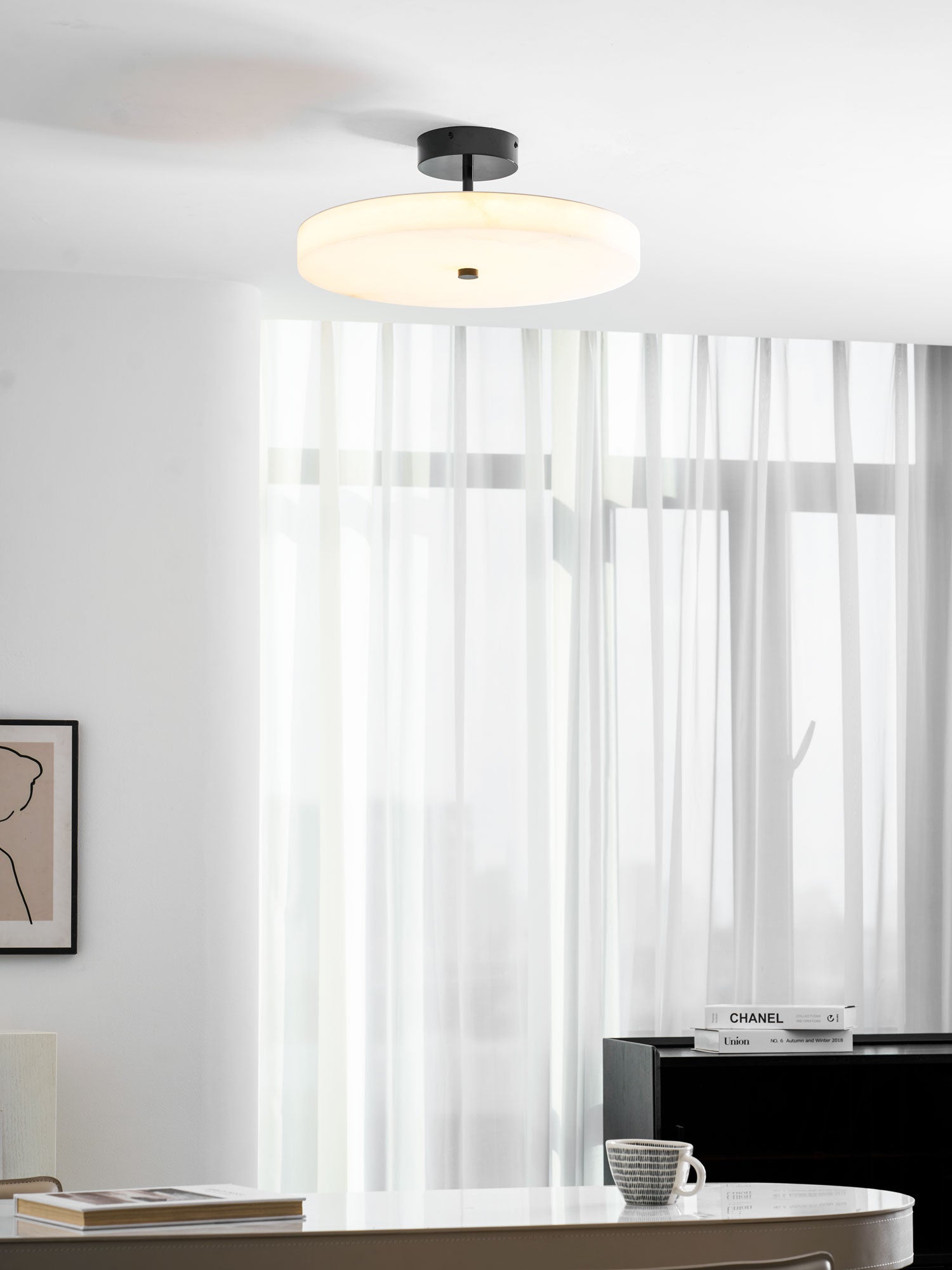 Luma Linen Drum Flush Mount