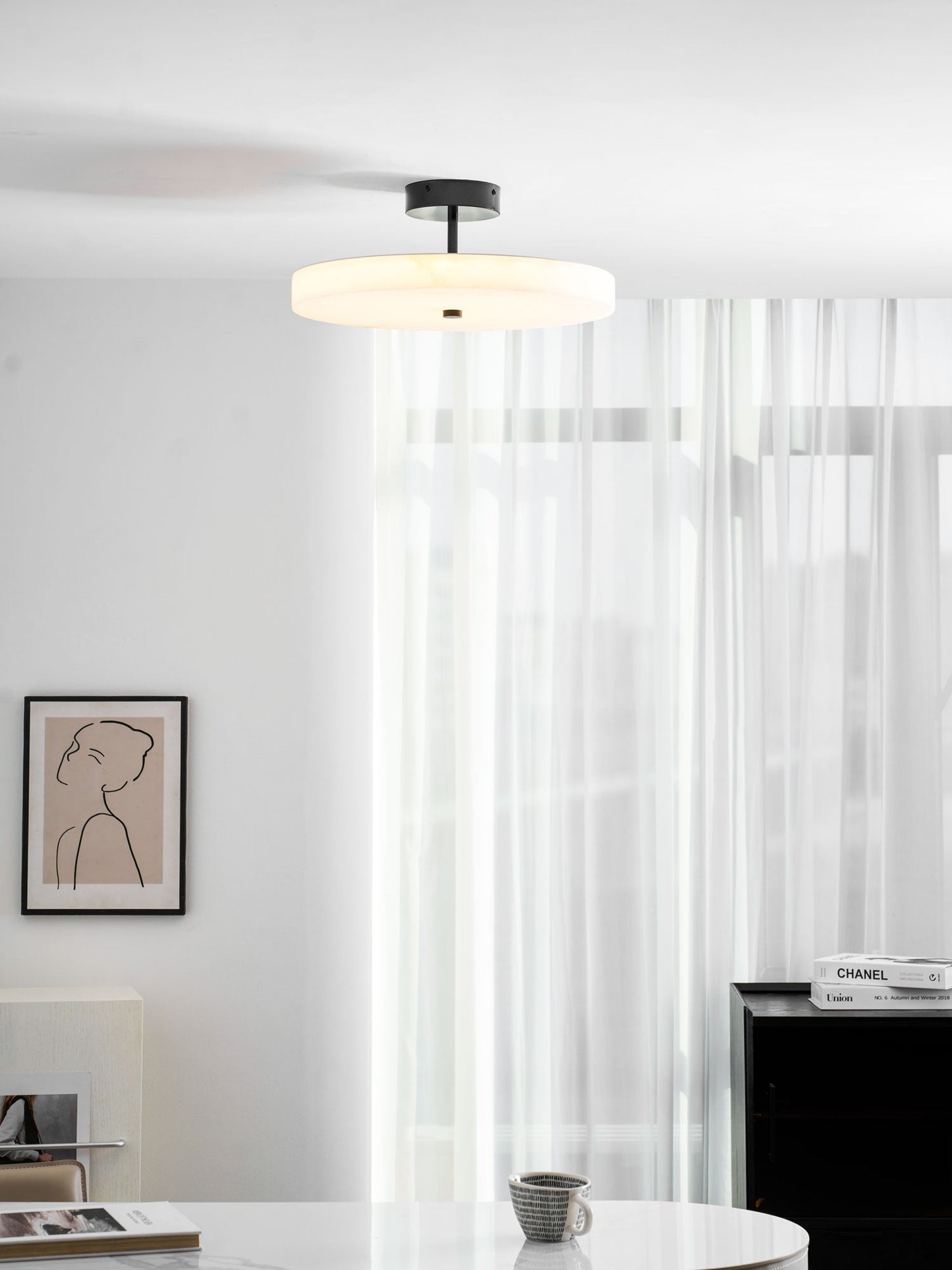 Luma Linen Drum Flush Mount