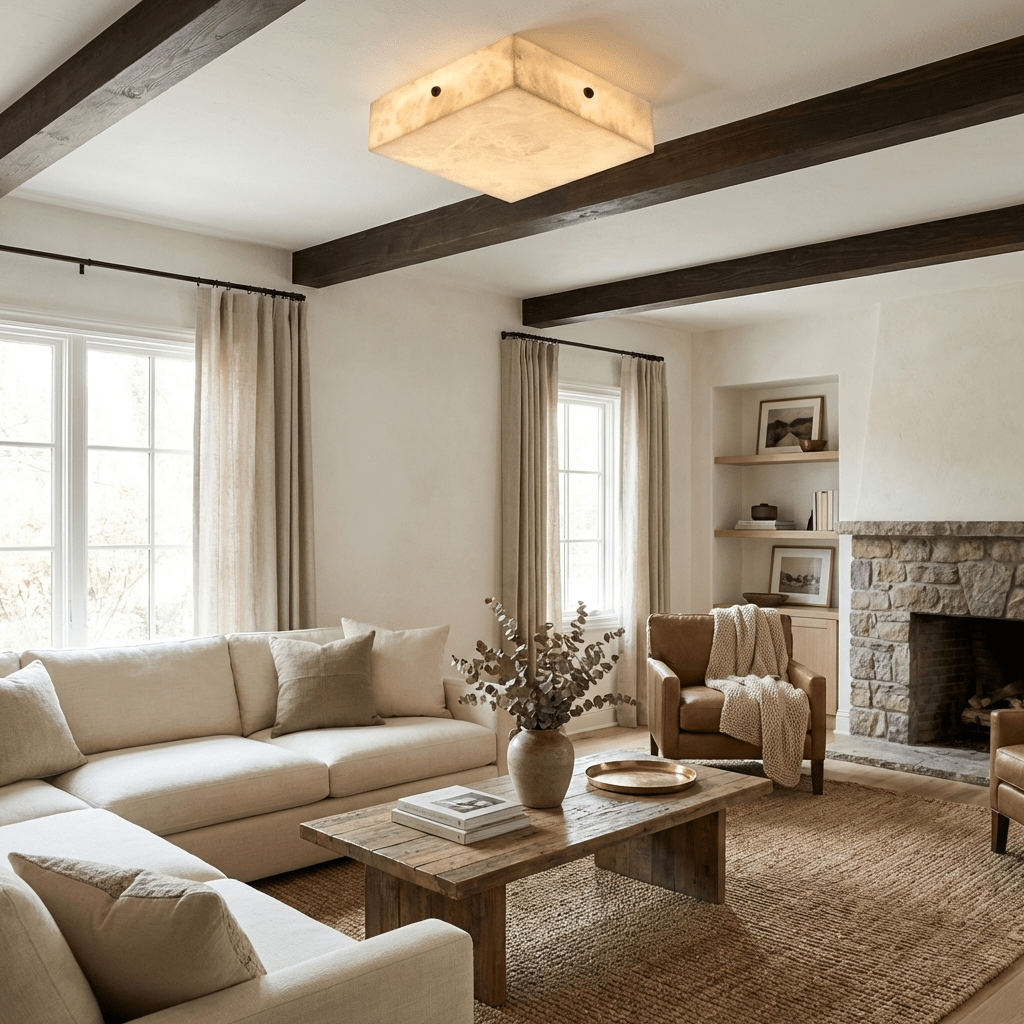 Luma Alabaster Square Flush Mount
