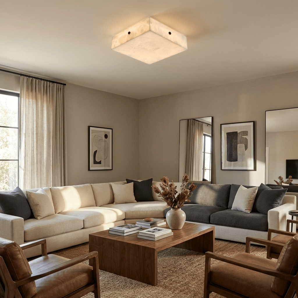 Luma Alabaster Square Flush Mount