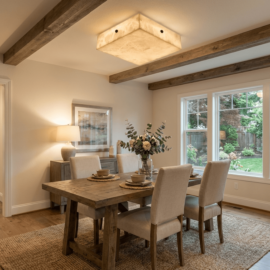 Luma Alabaster Square Flush Mount