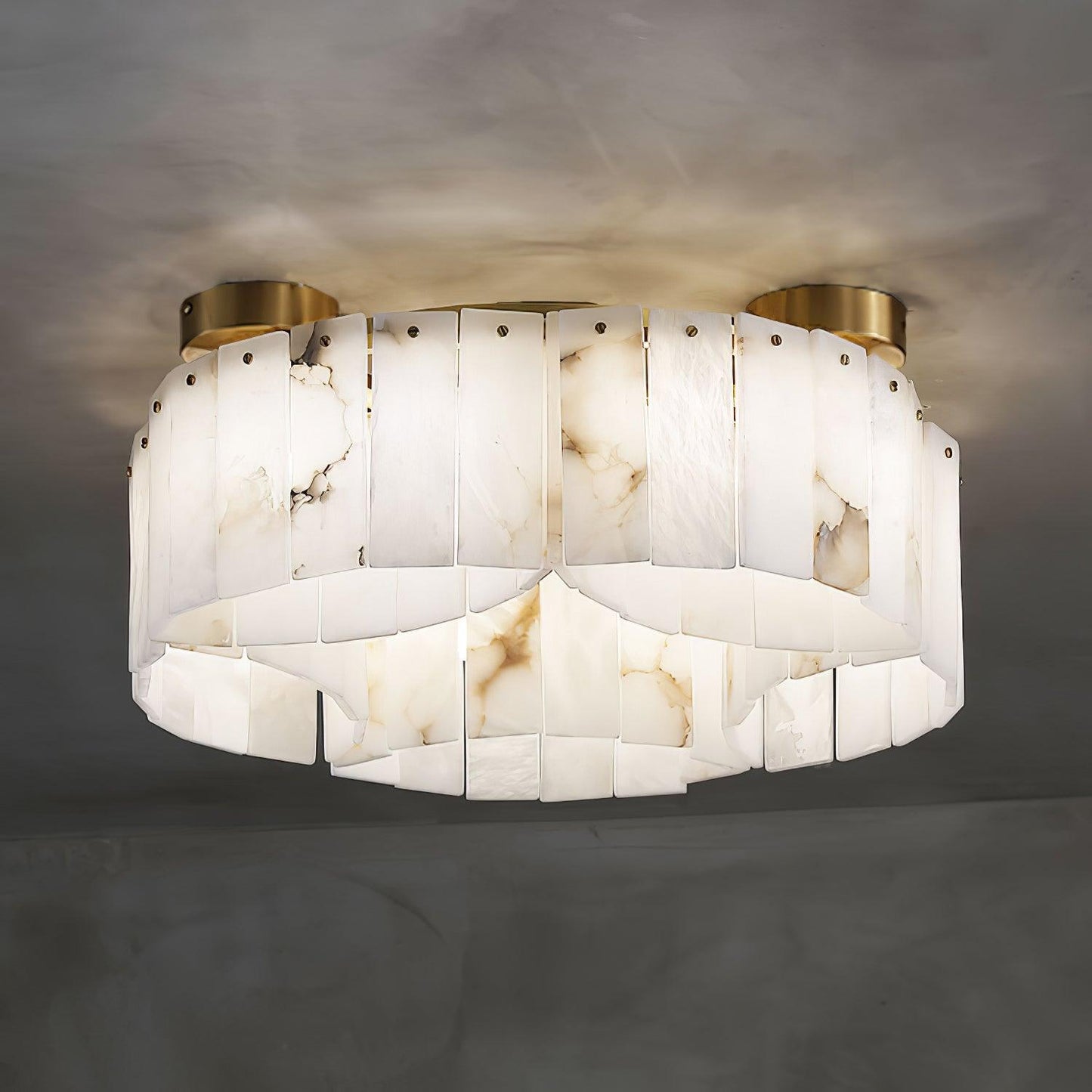 Luxe Alabaster Brass Flush Mount