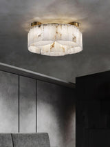 Luxe Alabaster Brass Flush Mount