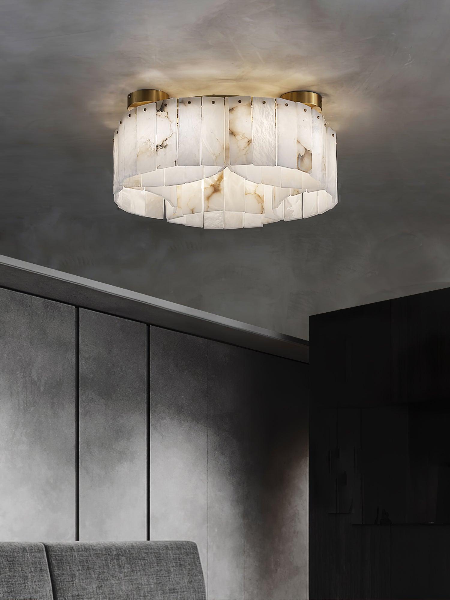 Luxe Alabaster Brass Flush Mount
