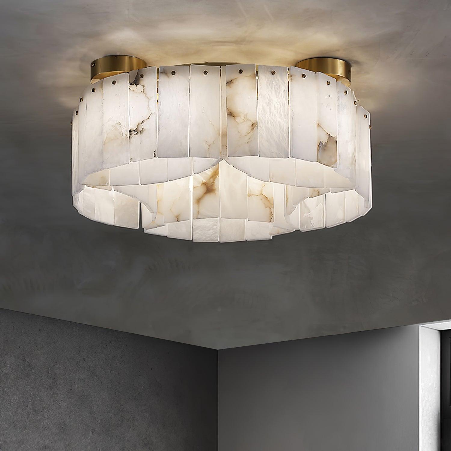 Luxe Alabaster Brass Flush Mount