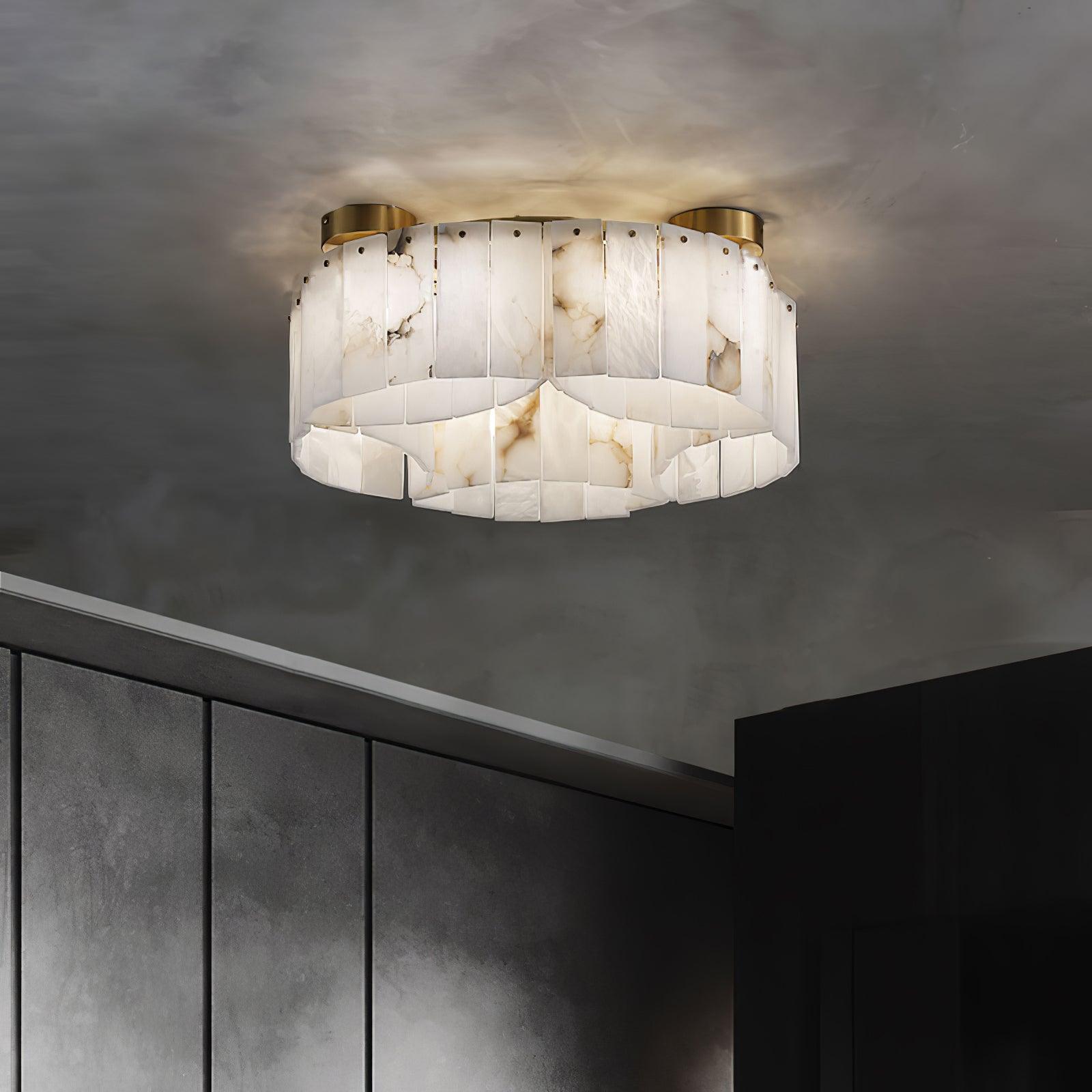 Luxe Alabaster Brass Flush Mount