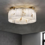 Luxe Alabaster Brass Flush Mount