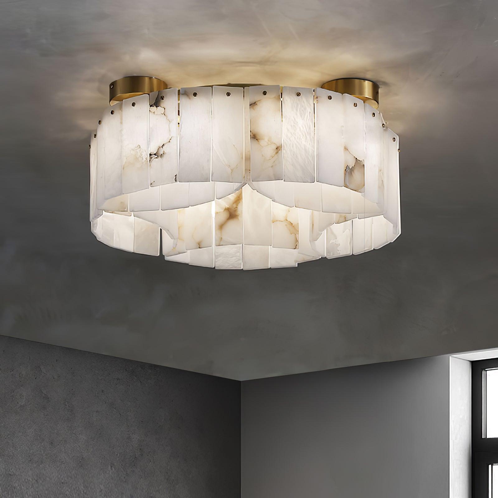 Luxe Alabaster Brass Flush Mount