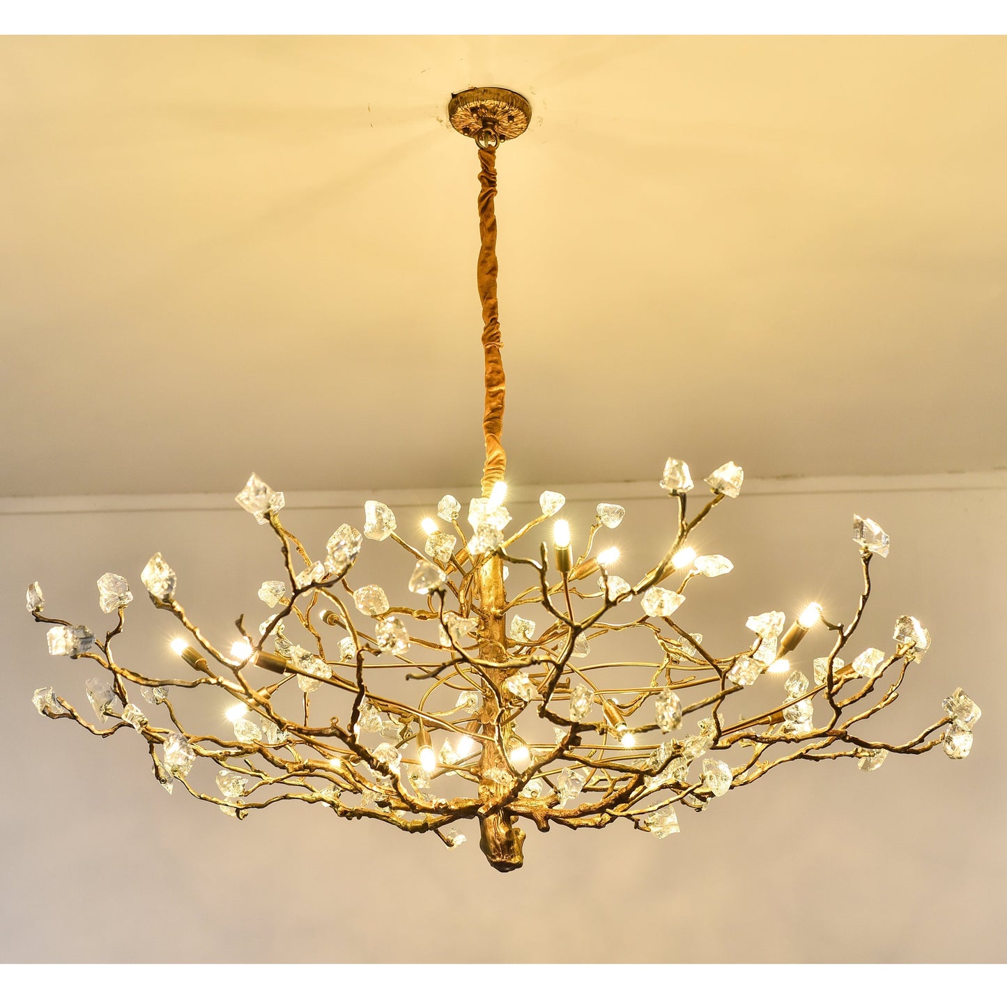 Livio Gemstone Branch Brass Round Chandelier