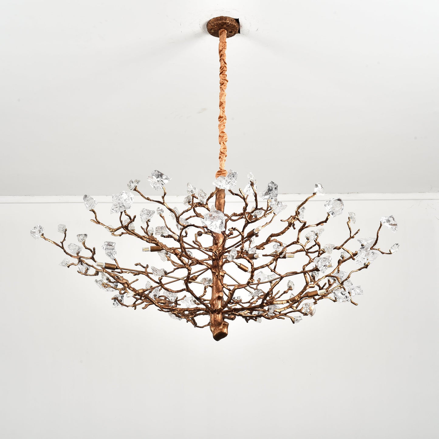 Livio Gemstone Branch Brass Round Chandelier