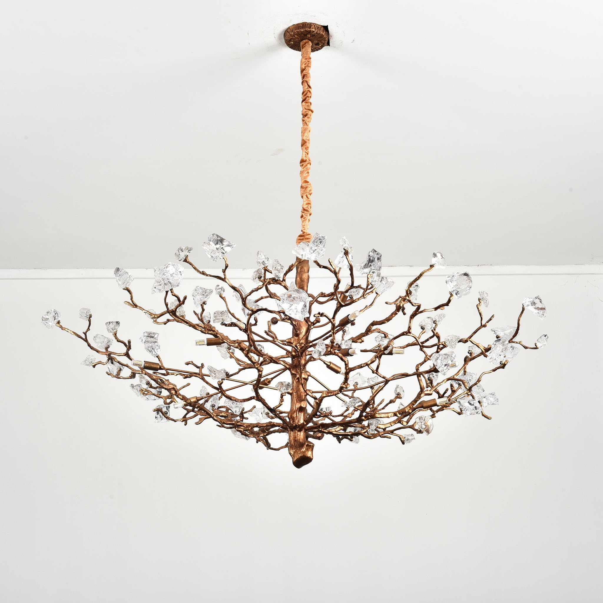 Livio Gemstone Branch Brass Round Chandelier
