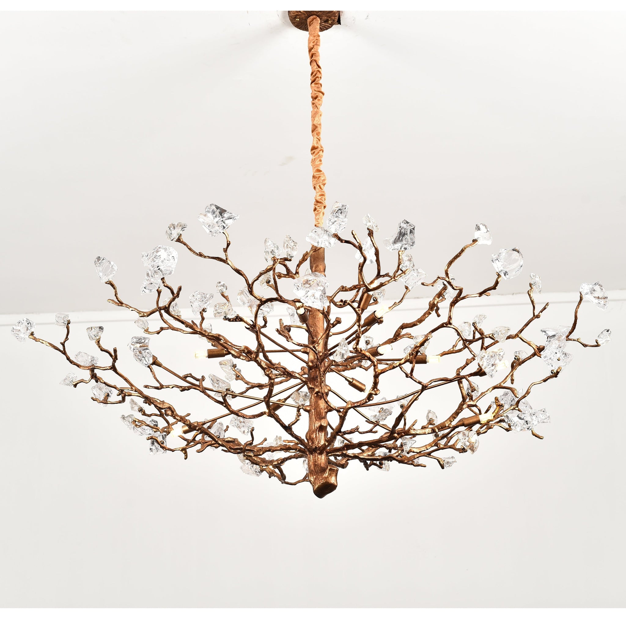 Livio Gemstone Branch Brass Round Chandelier
