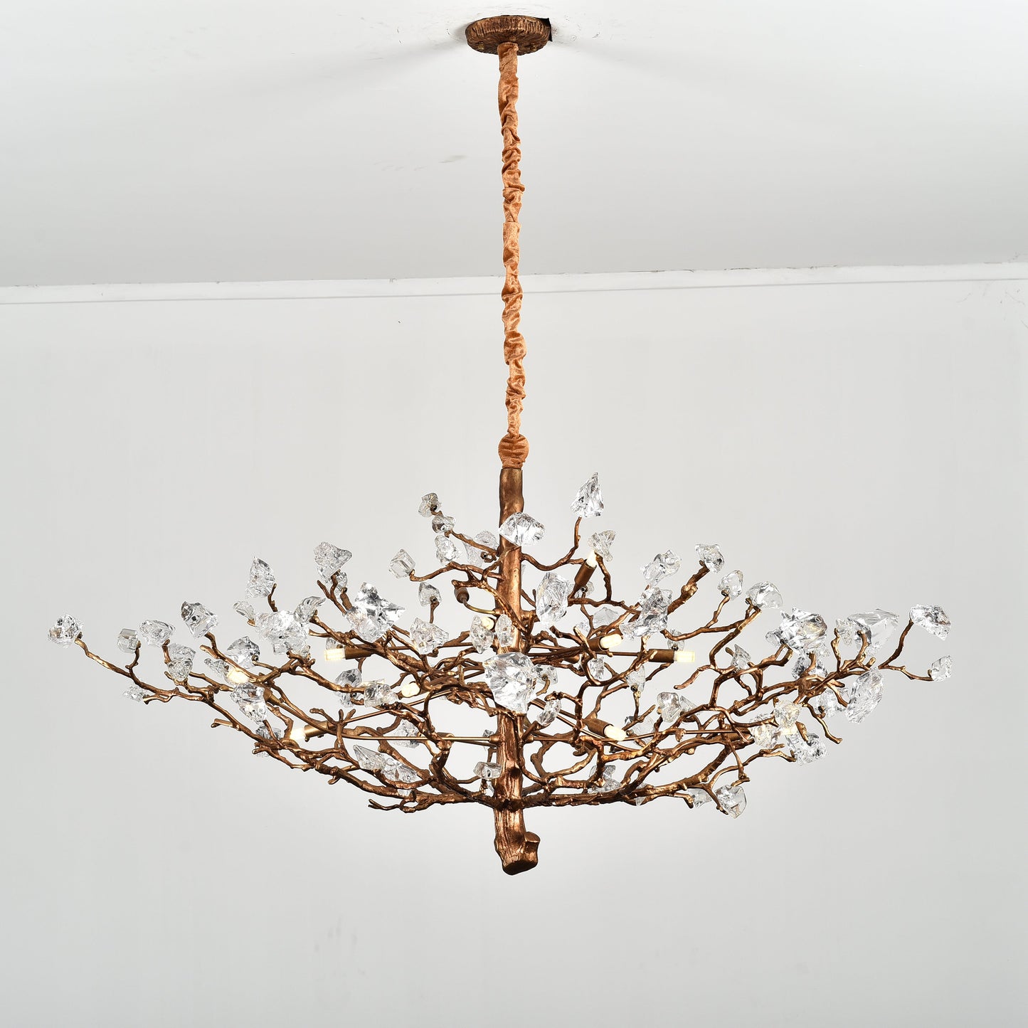 Livio Gemstone Branch Brass Round Chandelier