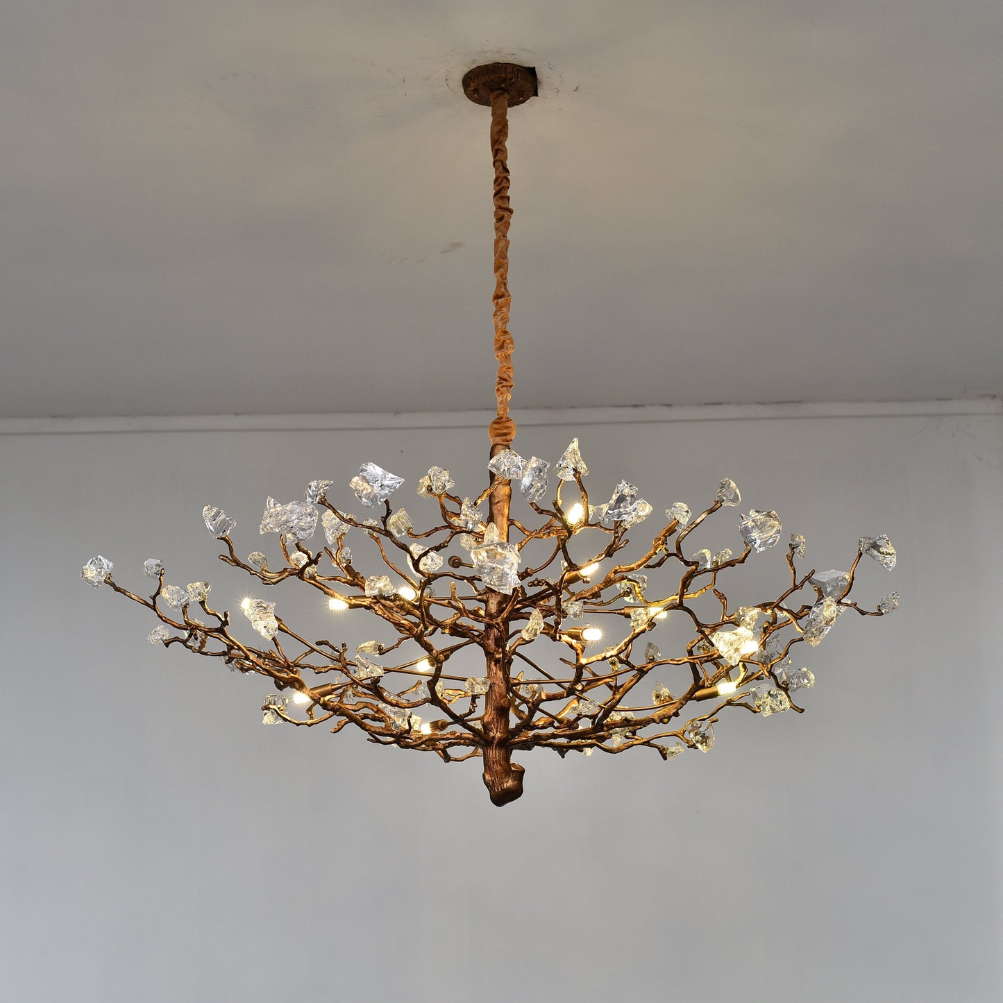 Livio Gemstone Branch Brass Round Chandelier