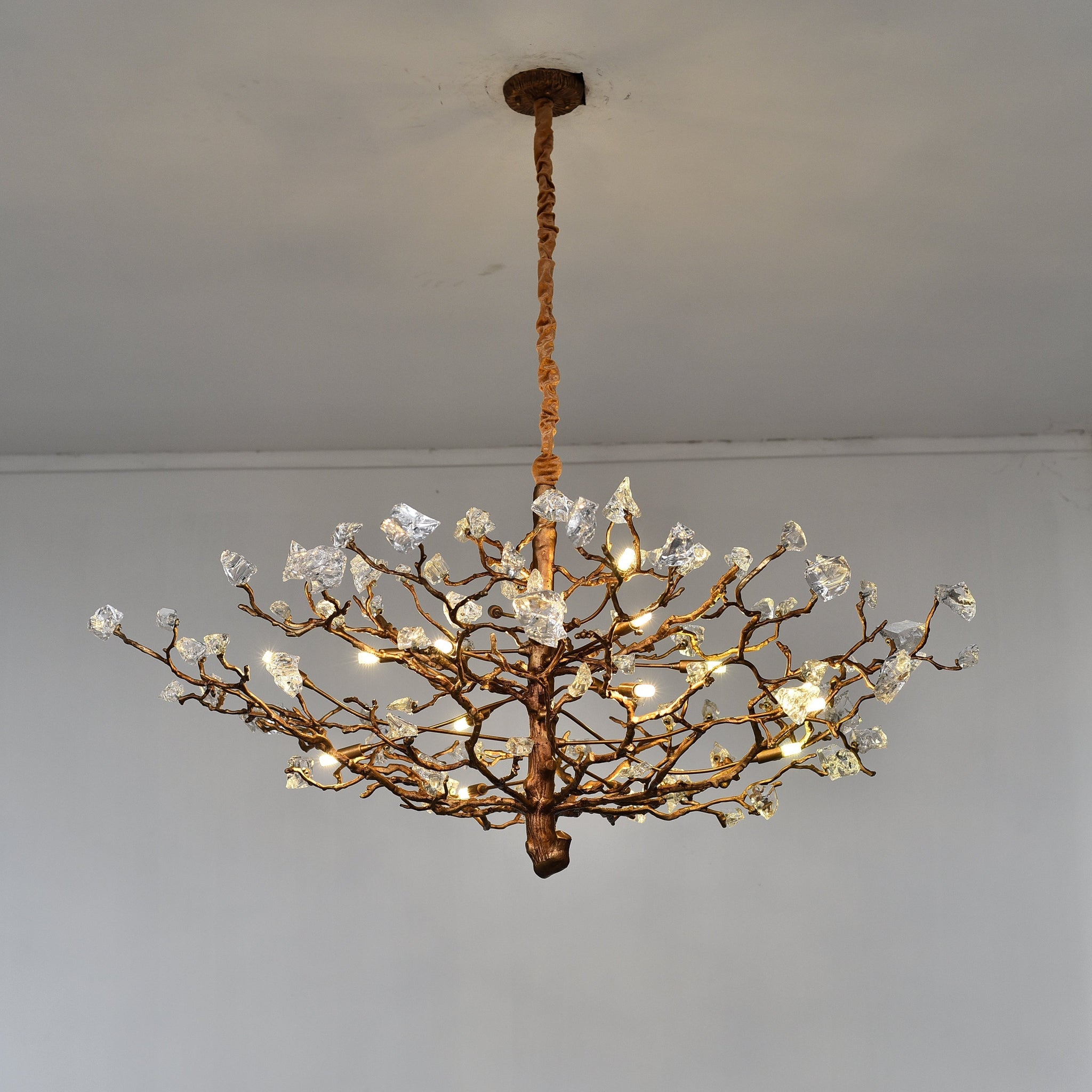 Livio Gemstone Branch Brass Round Chandelier