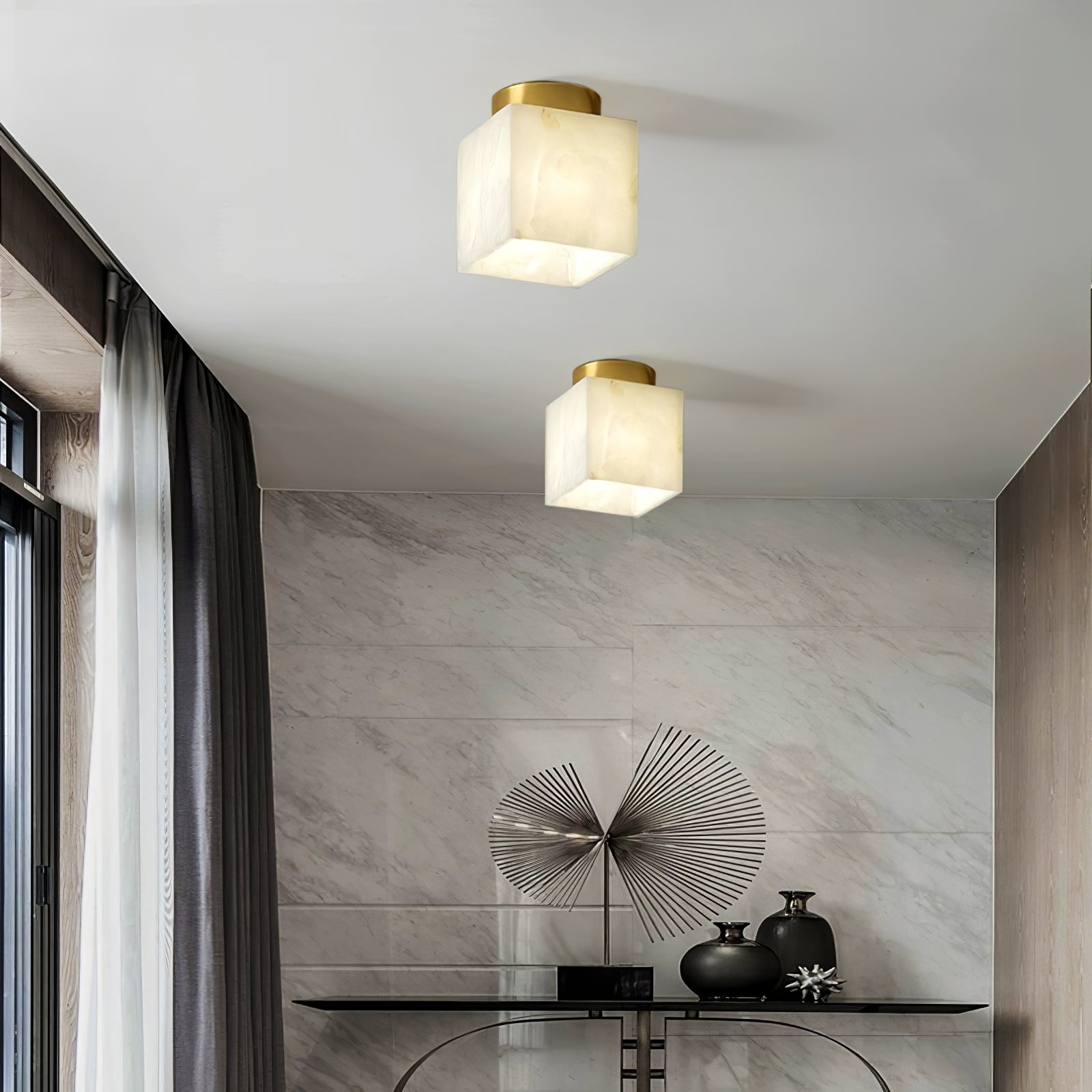 Moon Alabaster Flush Mount