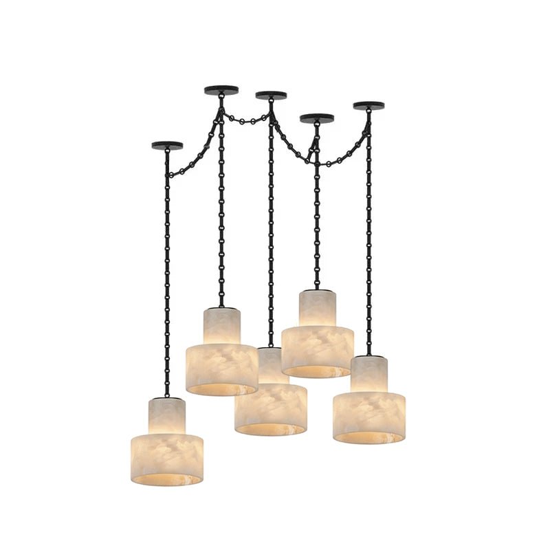 Multi-Tier Chain Drum Alabaster Pendant Lamp